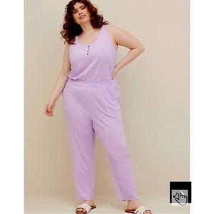 Torrid Henley Jumpsuit Cover up- Terry, Lilac